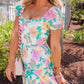 Square Neck Puff Sleeve Tiered Floral Maxi Dress