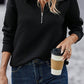 Solid Half Zipper Quilted Pullover Sweatshirt