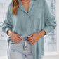 Solid Color Buttoned Long Sleeve Shirt with Chest Pocket