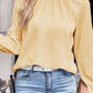 Frilled Mock Neck Ripple Bubble Sleeve Blouse