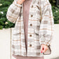Plaid Drop Shoulder Puff Sleeve Jacket