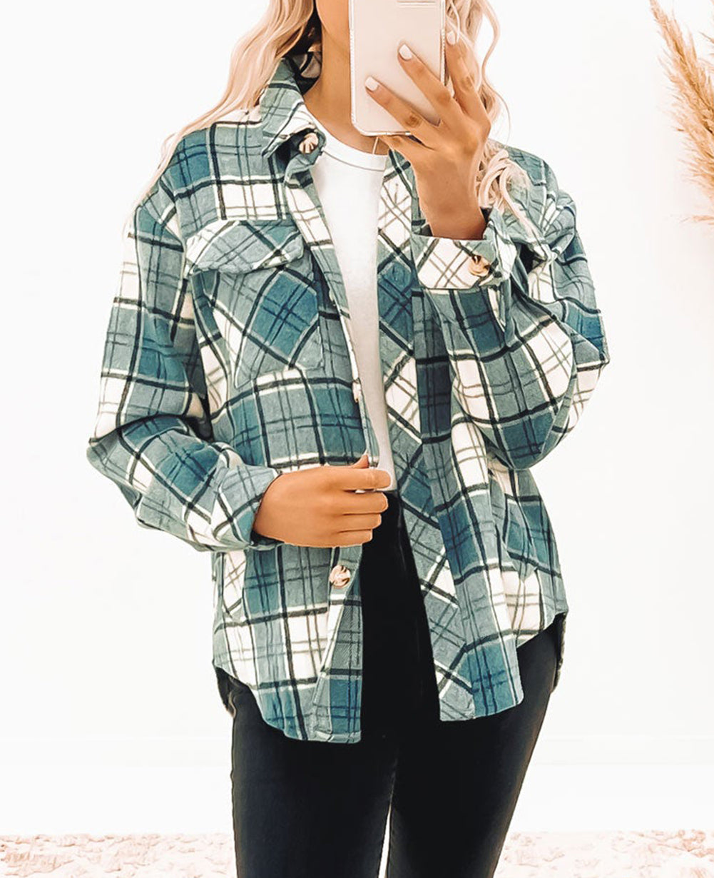 Plaid Pattern Flap Pockets Shirt