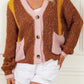 Dual Pockets Colorblock Sweater Cardigan