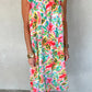 Floral Print Ruffled Sleeveless Midi Dress