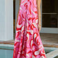 Abstract Swirl Print Halter Maxi Dress