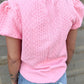 Textured Puff Sleeve T Shirt
