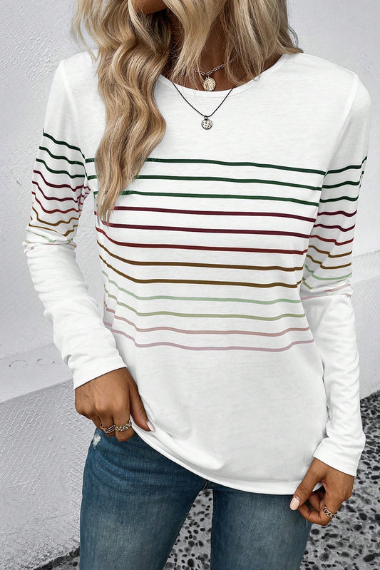 Striped Crew Neck Long Sleeve Top