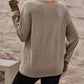 V Neck Button Cuffed Long Sleeve Top