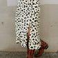 Leopard Spots Printed Split Hem Midi Skirt