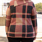 Plus Size Plaid Print Button Decor Asymmetric Neck Top