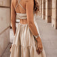 Crossover Backless Bodice Tiered Maxi Dress
