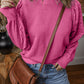 Textured Patchwork Round Neck Sweatshirt