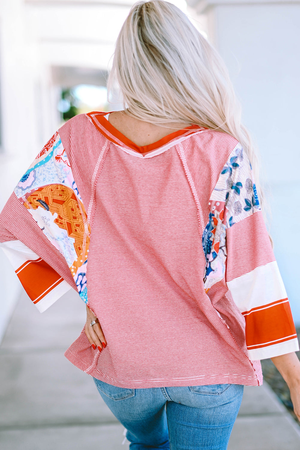 Color Block Patchwork Oversized Top