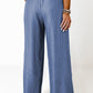 Side Pockets Frilled Smocked High Waist Wide Leg Jeans