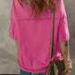Exposed Seam Button Neck Wide Sleeve Tunic Top