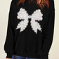 Rhinestone Decor Bowknot Graphic Pullover Sweatshirt