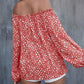 Floral Print Frill Trim Off-shoulder Lantern Sleeve Blouse