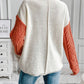 Tan Colorblock Patched Pocket Drop Shoulder Sweater