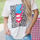 Leopard American Flag Lightning Graphic T Shirt