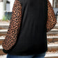 Leopard Patchwork Ribbed Knit Mock Neck Plus Size Top