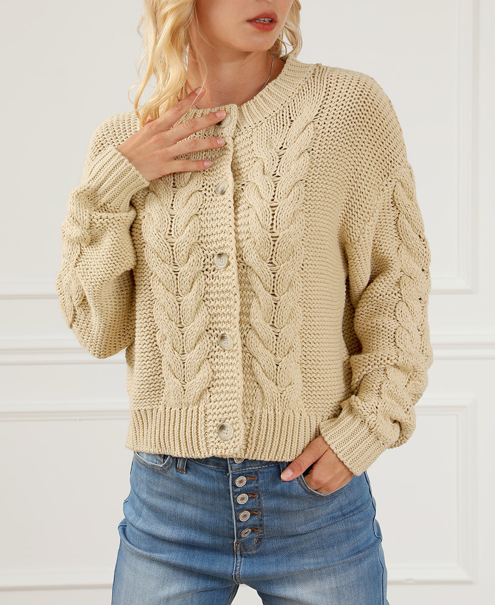 Cable Knit Buttoned Cardigan