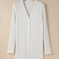 Solid Color Ribbed Button up Tunic Cardigan