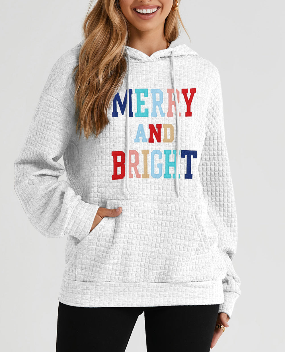 MERRY AND BRIGHT Lattice Texture Hoodie