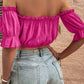 Rose Boho Frilled Off The Shoulder Blouse