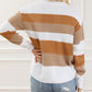 Striped Cable Knit Drop Shoulder Sweater