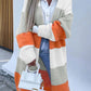 Striped Color Block Drop Shoulder Midi Cardigan