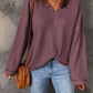 Waffle Knit Loose Long Sleeve Top