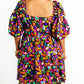 Plus Size Printed Puff Sleeve Short Flare Dress
