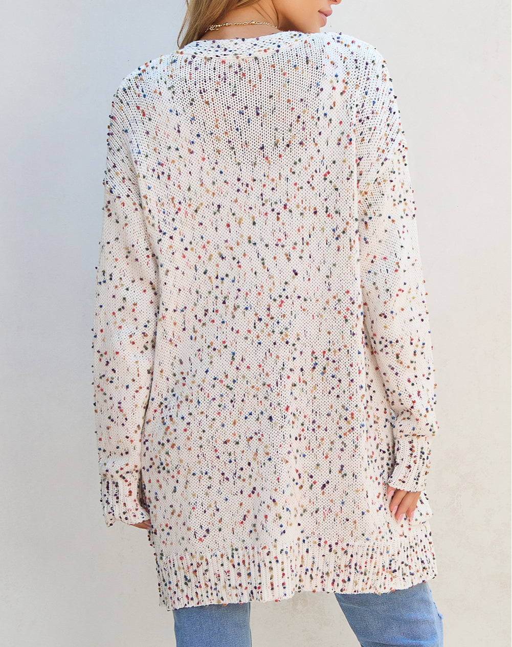 Confetti Rib Knit Long Sleeve Cardigan