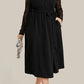 Plus Size Sheer Lace Sleeve Belted Ruffle Midi Dress