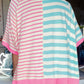 Stripe Contrast Patchwork Oversized T Shirt