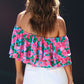 Rose Floral Off-Shoulder Tiered Ruffle Blouse