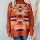 Aztec Knitted High Neck Drop Shoulder Sweater