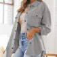 Solid Textured Flap Pocket Buttoned Shacket