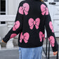 Valentine Bowknot Knitted Round Neck Fashion Sweater