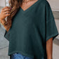 V Neck Knitted Flowy Blouse