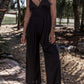 Wide Leg High Waist Sexy V Neck Cami Jumpsuit