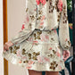 Floral Split Neck Cinched Waist Ruffle Mini Dress