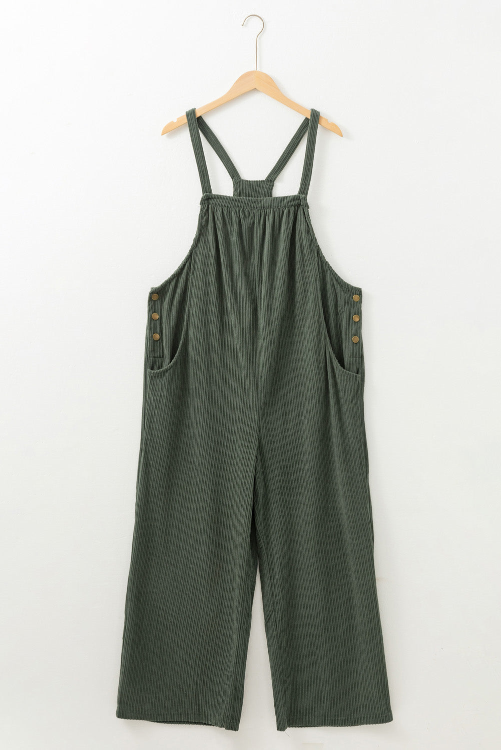 Plus Size Corduroy Pocketed Wide Leg Overall