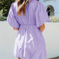 Purple Puff Sleeve Bubble Hem Mini Dress
