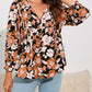 Floral Print 3/4 Sleeve Babydoll Blouse