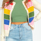 Stripe Colorful Pattern Button Front Sweater Cardigan