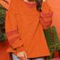 Fleece Patchwork Side Slits High Low Sweatshirt