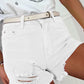 Solid Color Distressed Denim Shorts