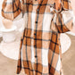 Plaid Pattern Collared Neck Ruffled Sleeve Shirt Dress
