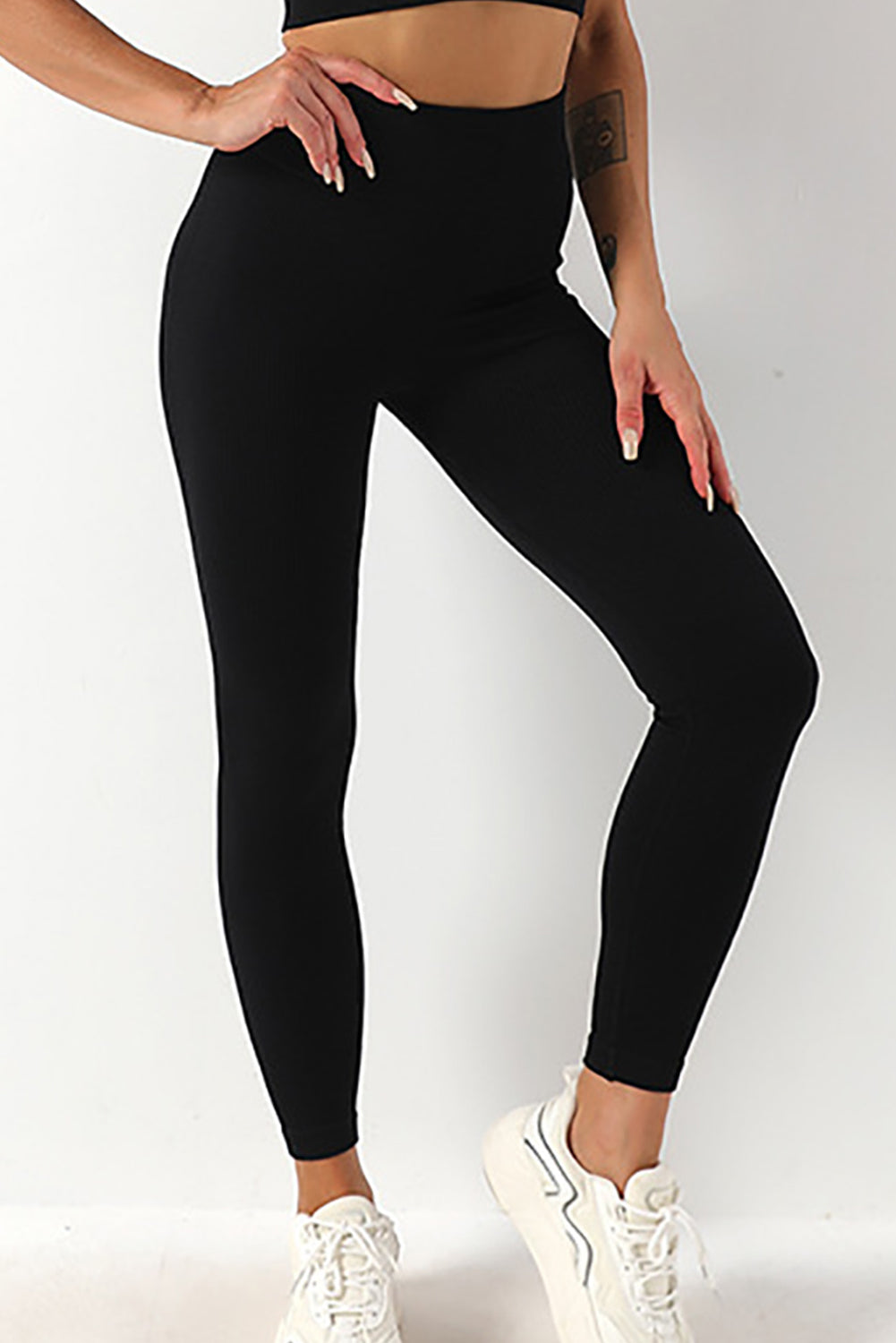 Solid Ribbed High Waist Tummy Control Yoga Pants